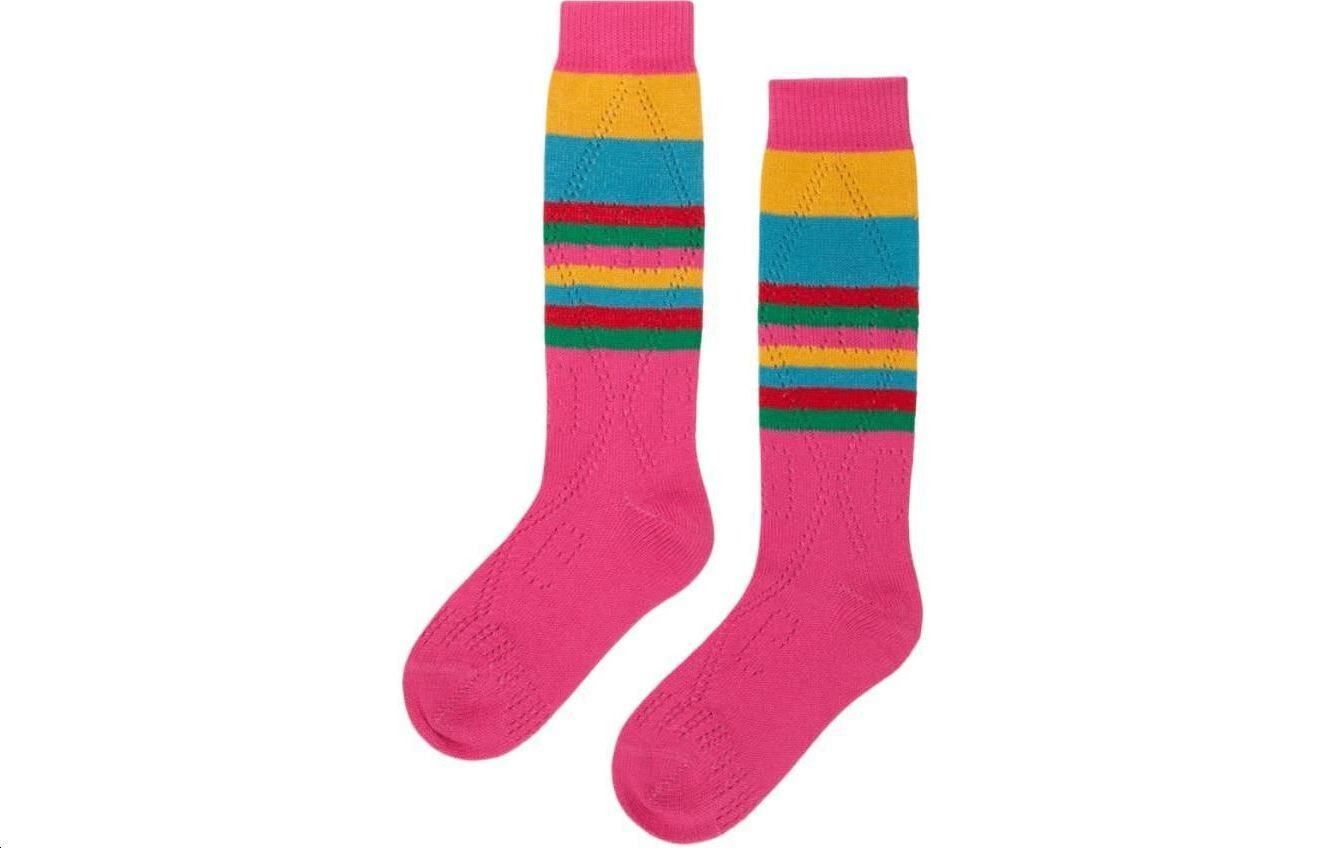 Носки детские Gucci, розовый / желтый / зеленый 
Носки детские Gucci, розовый / желтый / зеленый