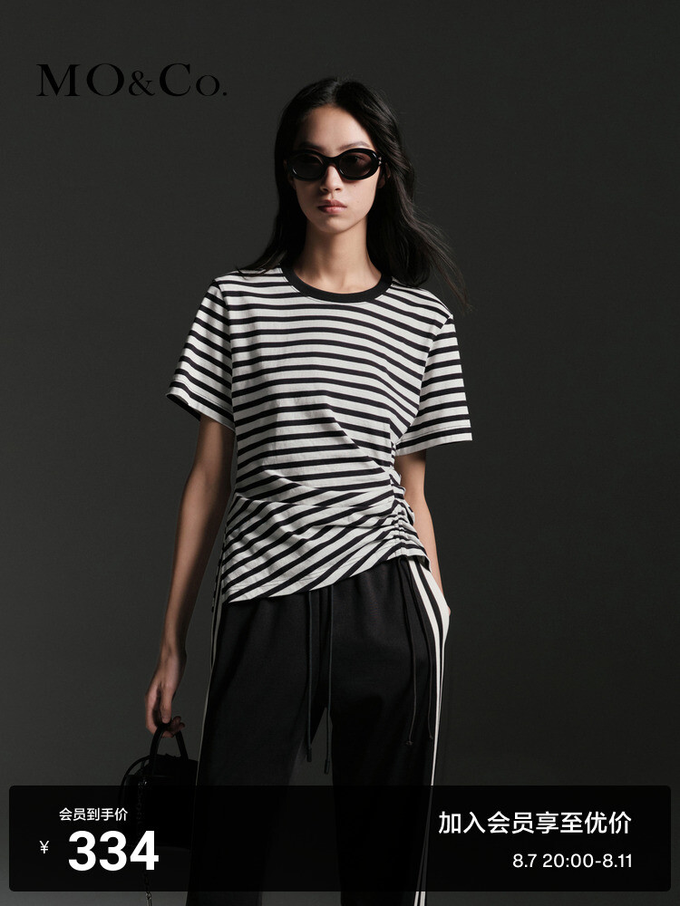 Хлопковая футболка Moco с короткими рукавами и пряжкой на талии, черно-белый
Хлопковая футболка Moco с короткими рукавами и пряжкой на талии, черно-белый