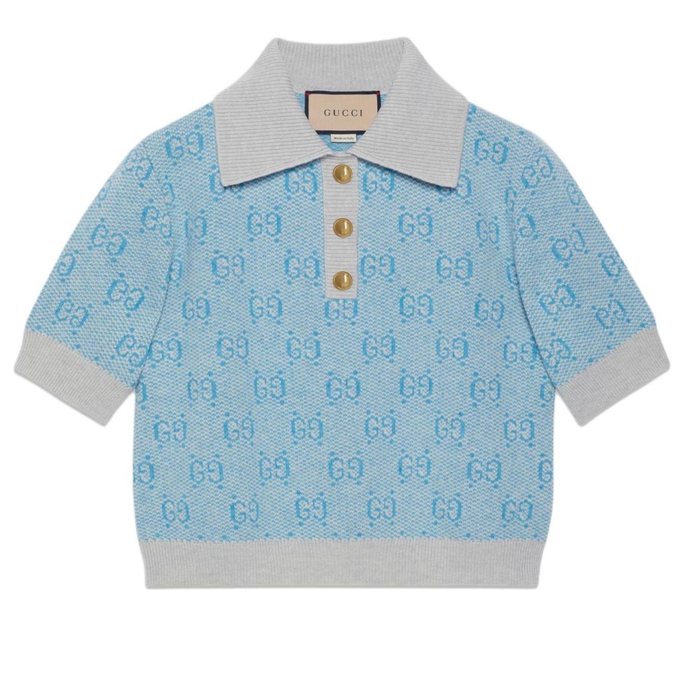 Поло (WMNS) Gucci GG Wool Jacquard Polo 'Light Blue'
Поло (WMNS) Gucci GG Wool Jacquard Polo 'Light Blue'