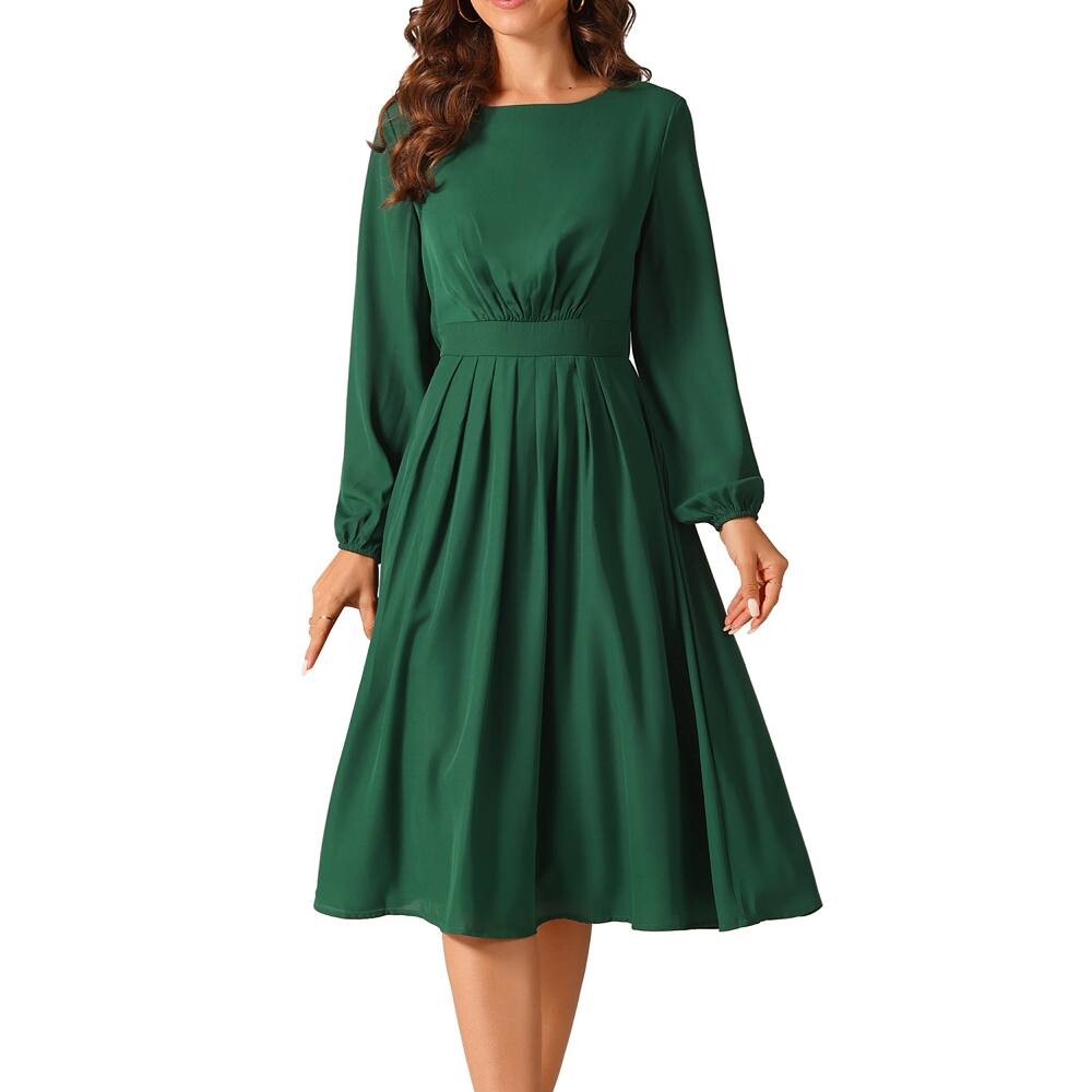 Женское повседневное платье с длинным рукавом и круглым вырезом с высокой талией, плиссированные струящиеся платья трапециевидной формы Seta T, цвет Dark Green
Женское повседневное платье с длинным рукавом и круглым вырезом с высокой талией, плиссированные струящиеся платья трапециевидной формы Seta T, цвет Dark Green