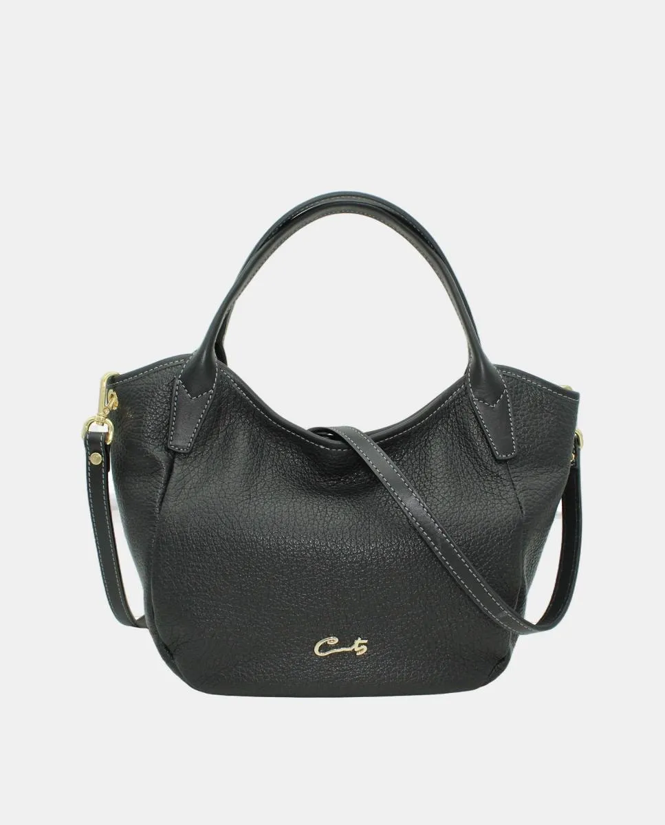 Сумка-тоут из кожи монтго с молнией Cats, черный 
Сумка-тоут из кожи монтго с молнией Cats, черный