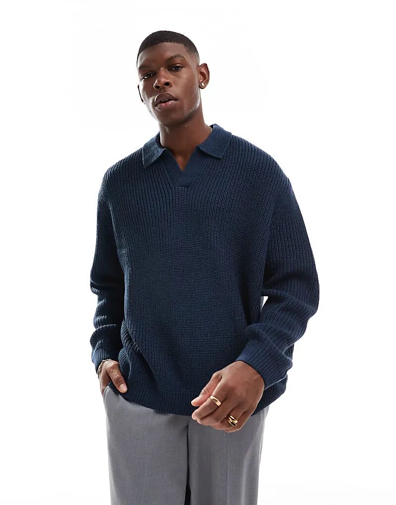 Свободный вязаный джемпер в стиле рыбацкой резинки с вырезом горловины темно-синего цвета ASOS DESIGN
Свободный вязаный джемпер в стиле рыбацкой резинки с вырезом горловины темно-синего цвета ASOS DESIGN