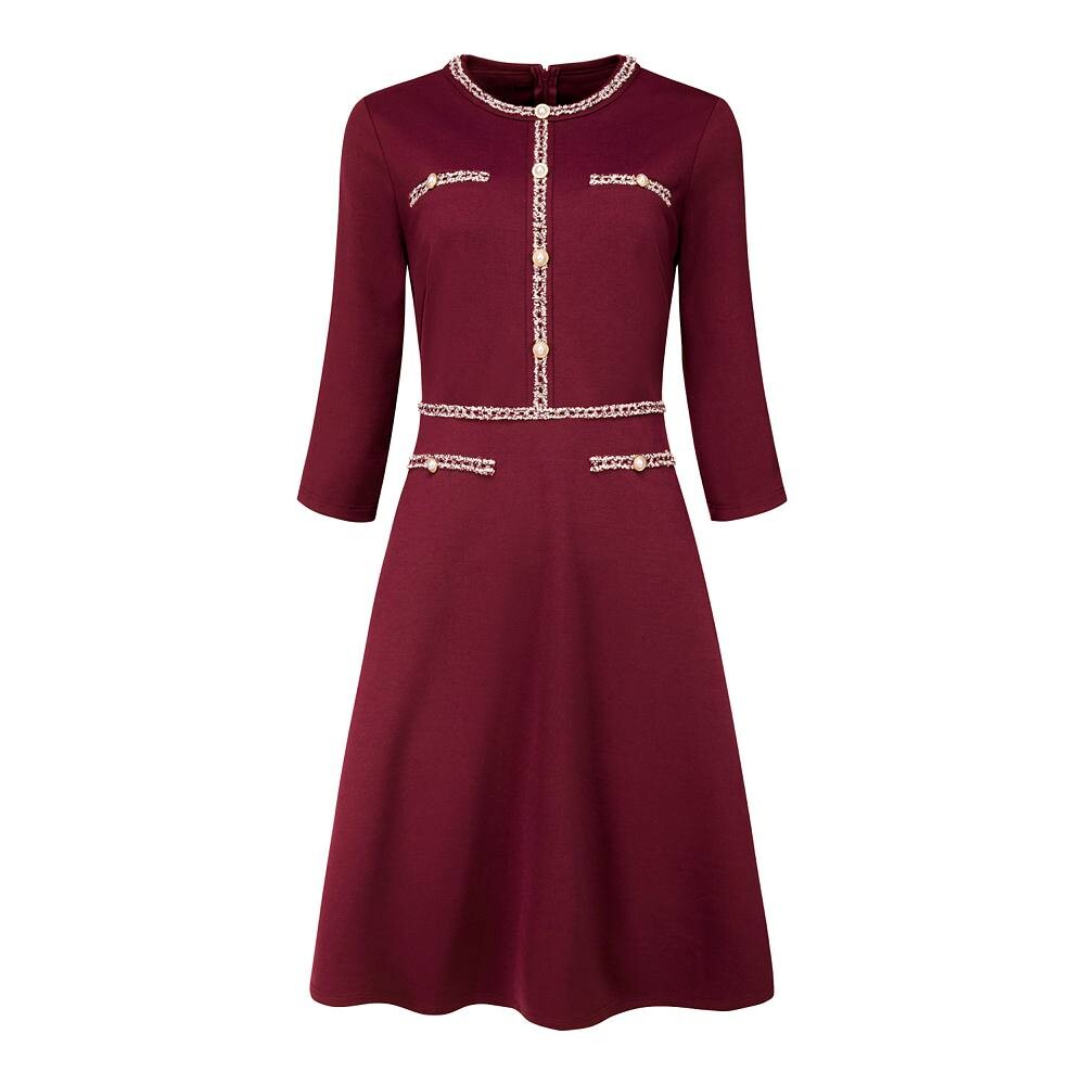 Женское платье-трапеция контрастного цвета, офисные платья с твидовой отделкой Hombety, цвет Dark Red
Женское платье-трапеция контрастного цвета, офисные платья с твидовой отделкой Hombety, цвет Dark Red