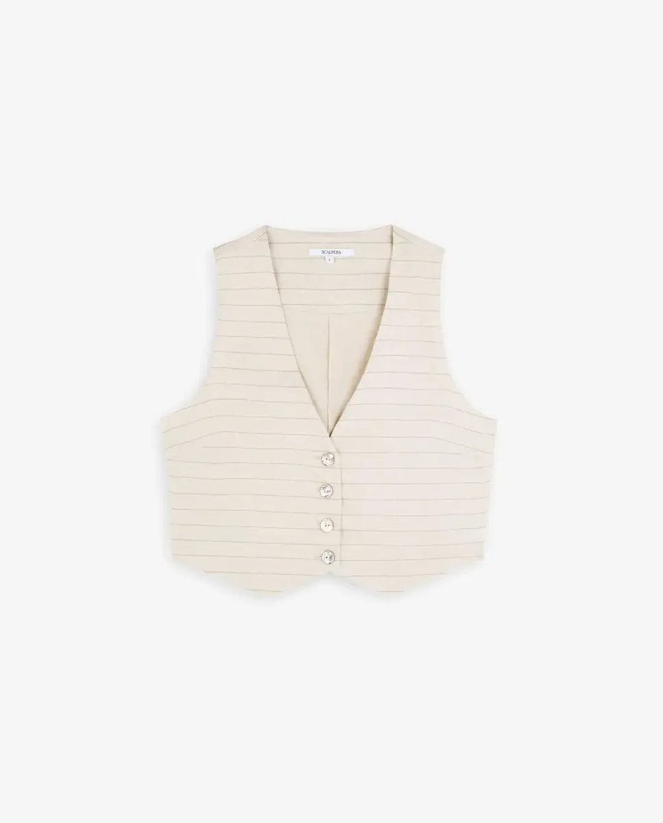 Женский укороченный жилет с застежкой на пуговицы Scalpers, бежевый
Женский укороченный жилет с застежкой на пуговицы Scalpers, бежевый