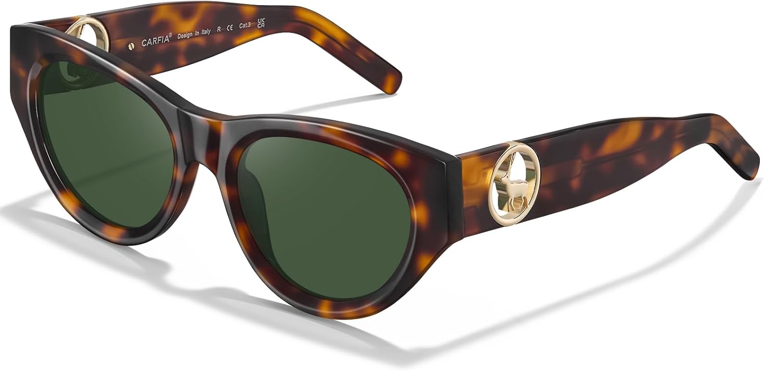 Солнцезащитные очки CARFIA Retro Acetate Polarized Cat-Eye для женщин с защитой UV400, дизайнерские очки, модные классические оттенки CA1952, Tortoise Frame Green Lenses
Солнцезащитные очки CARFIA Retro Acetate Polarized Cat-Eye для женщин с защитой UV400, дизайнерские очки, модные классические оттенки CA1952, Tortoise Frame Green Lenses