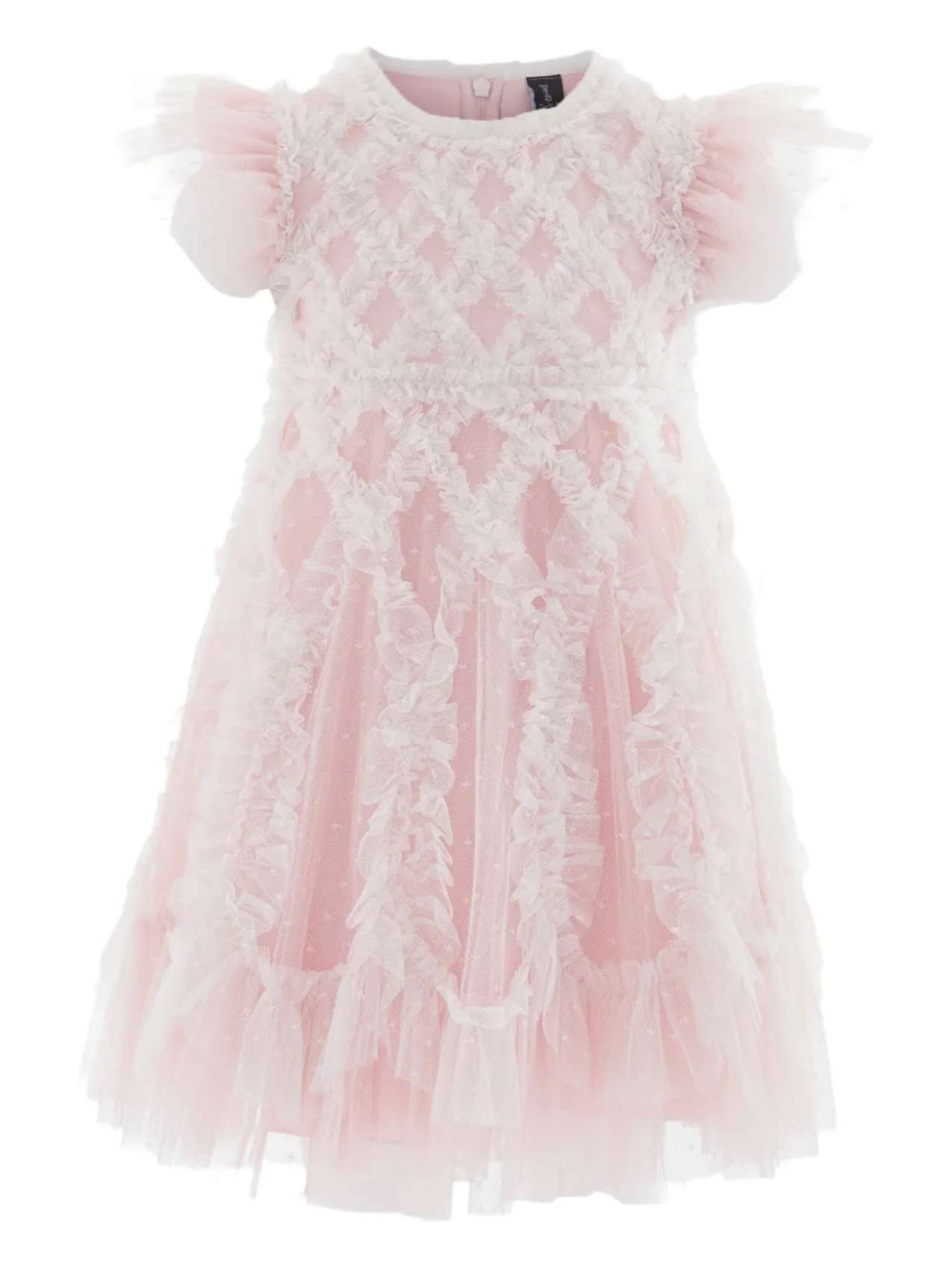 Платье из тюля с оборками NEEDLE & THREAD KIDS, розовый