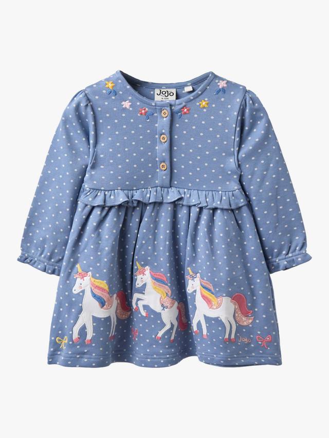 Детское платье с аппликацией единорога и пуговицами из хлопка JoJo Maman Bébé, Cornflower
Детское платье с аппликацией единорога и пуговицами из хлопка JoJo Maman Bébé, Cornflower