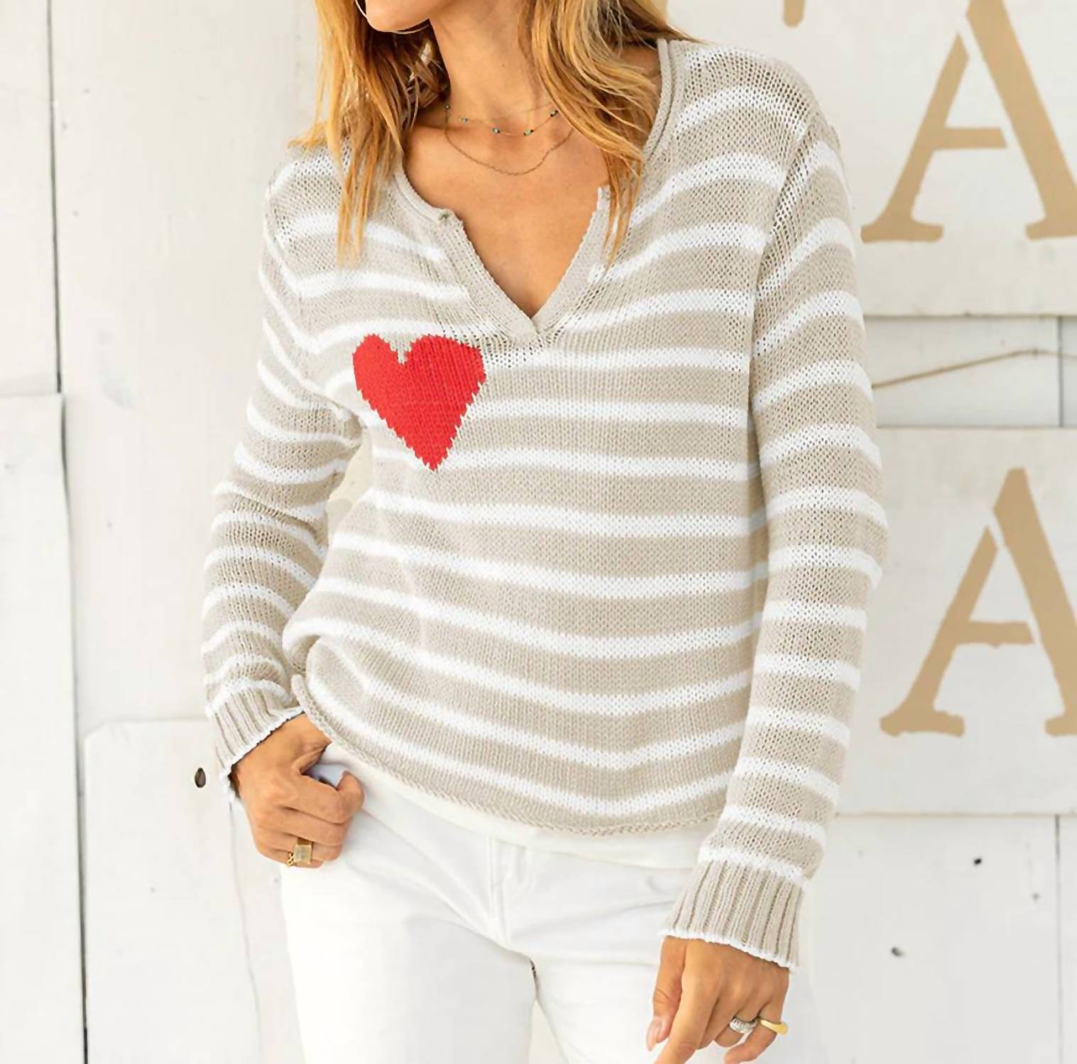 Свитер Eloise Henley в полоску цвета хаки и белого Wooden Ships
Свитер Eloise Henley в полоску цвета хаки и белого Wooden Ships