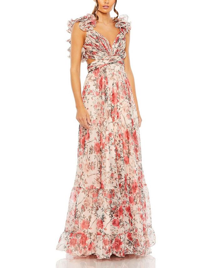 Многослойное платье из шифона с рюшами, цветочным принтом и ажурными вырезами Mac Duggal, мультиколор
Многослойное платье из шифона с рюшами, цветочным принтом и ажурными вырезами Mac Duggal, мультиколор