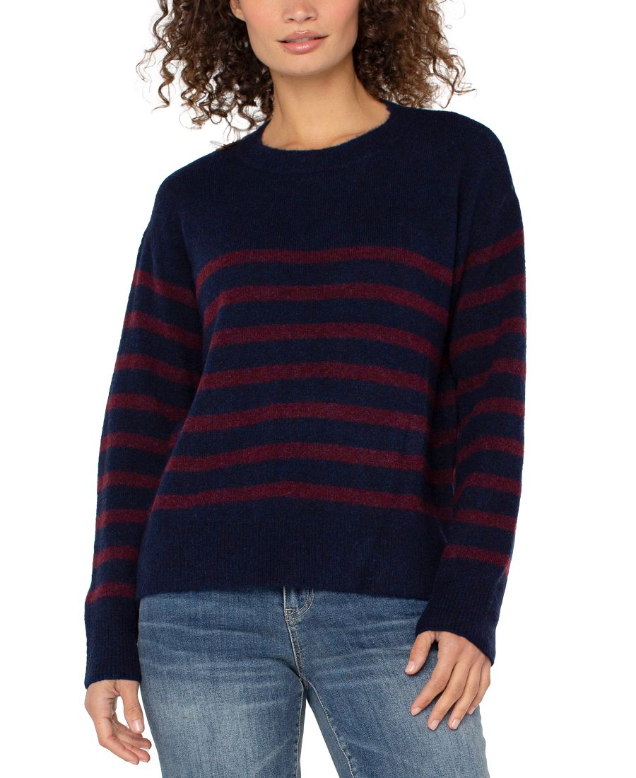 Укороченный свитер с длинными рукавами и круглым вырезом Liverpool Los Angeles, Burgundy Navy Stripe
Укороченный свитер с длинными рукавами и круглым вырезом Liverpool Los Angeles, Burgundy Navy Stripe