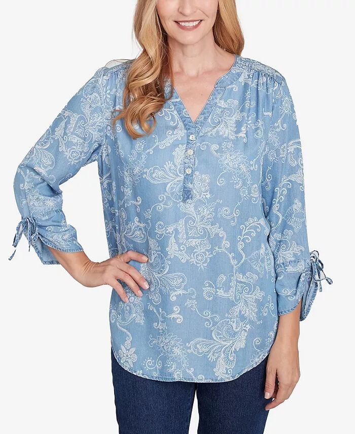 Супермягкий топ-хенли Petite Classics с V-образным вырезом и завитками Alfred Dunner, синий
Супермягкий топ-хенли Petite Classics с V-образным вырезом и завитками Alfred Dunner, синий