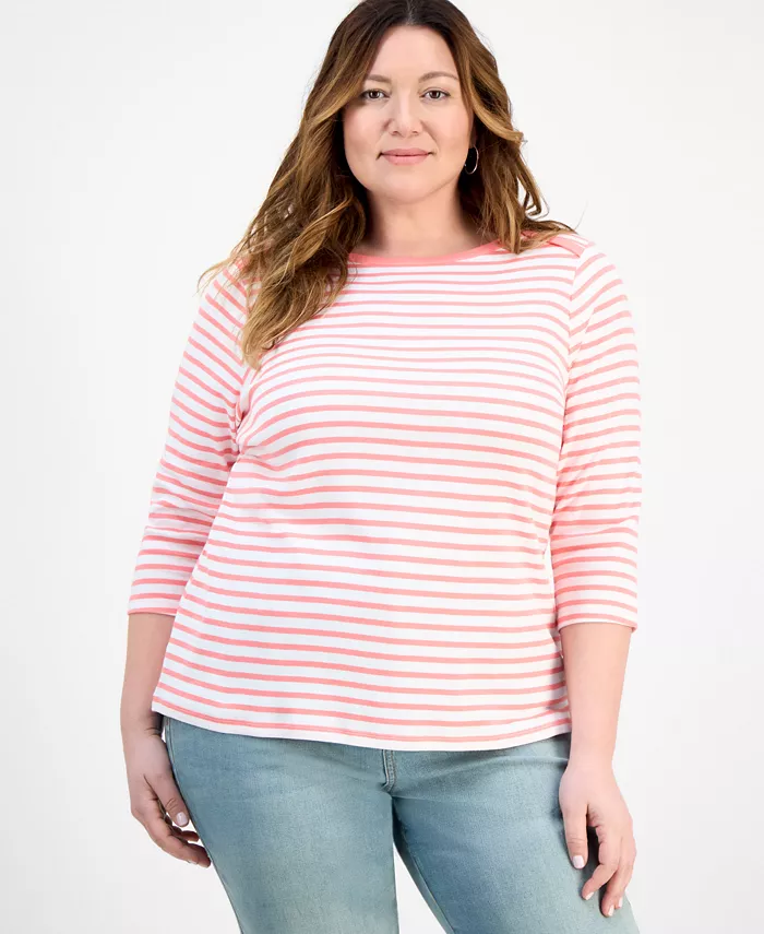 Топ с полосками из пима-хлопка с рукавом 3/4, Plus Size Style & Co, мультиколор
Топ с полосками из пима-хлопка с рукавом 3/4, Plus Size Style & Co, мультиколор