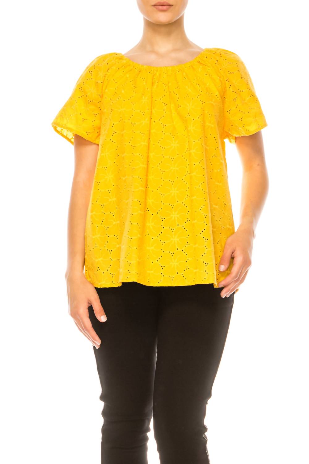 Желтый топ с цветочным кружевом и эластичным вырезом Grand & Greene
Желтый топ с цветочным кружевом и эластичным вырезом Grand & Greene
