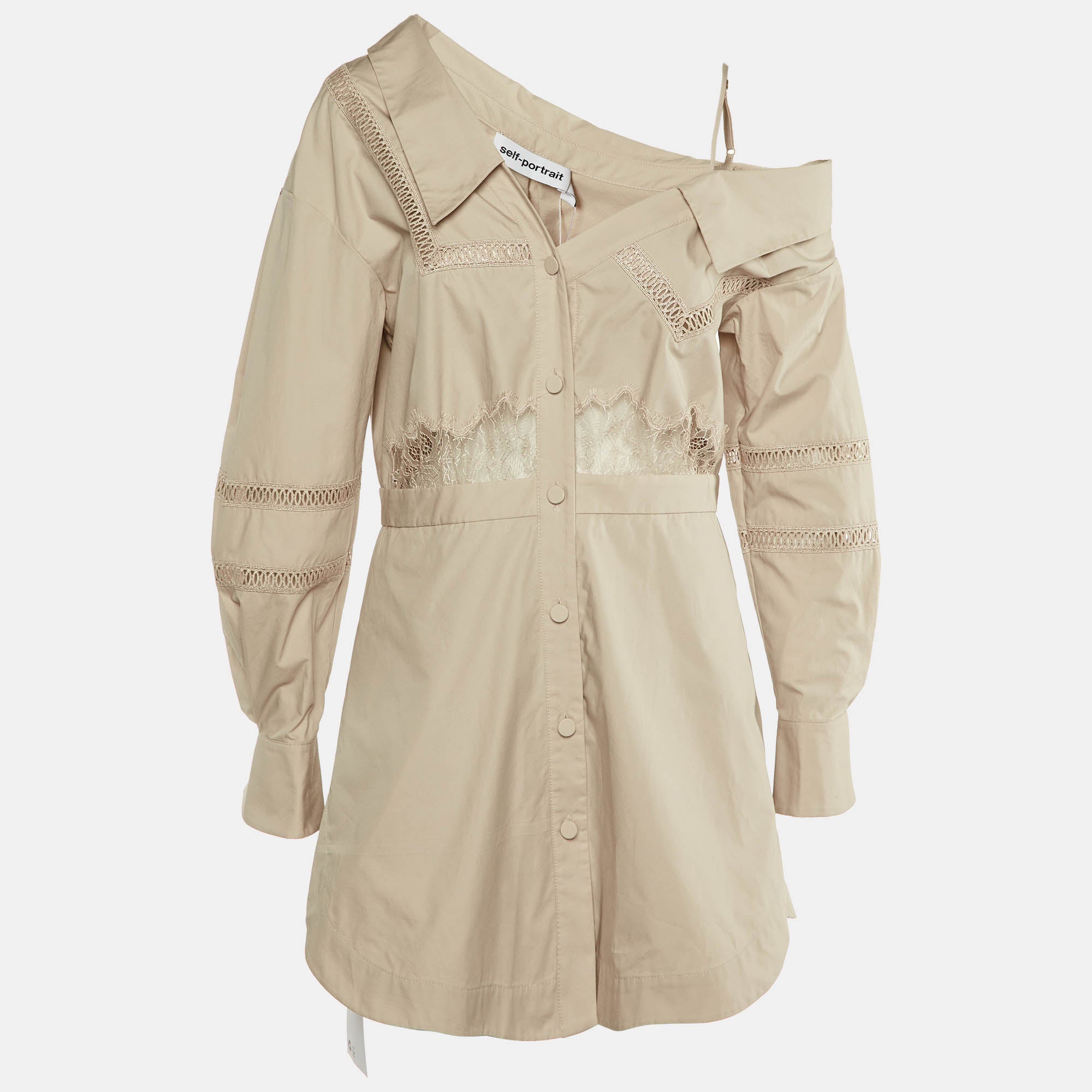 Бежевая хлопковая поплиновая туника на одно плечо от Self-Portrait
Бежевая хлопковая поплиновая туника на одно плечо от Self-Portrait