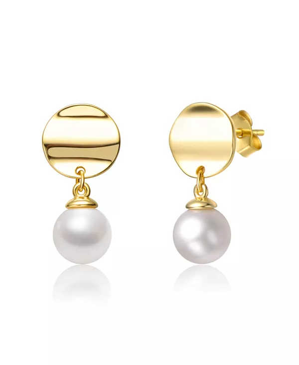 Двойные серьги из стерлингового серебра и 14-каратного золота с белым пресноводным жемчугом и золотой монетой-медальоном Genevive, gold
Двойные серьги из стерлингового серебра и 14-каратного золота с белым пресноводным жемчугом и золотой монетой-медальоном Genevive, gold