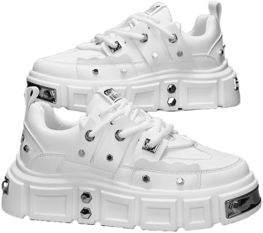 Белые унисекс кроссовки с толстой подошвой - авангардные массивные кроссовки с металлическими заклепками в панк-стиле - идеально подходят для скейтбординга, вечеринок и повседневной носки Hhhchpm
Белые унисекс кроссовки с толстой подошвой - авангардные массивные кроссовки с металлическими заклепками в панк-стиле - идеально подходят для скейтбординга, вечеринок и повседневной носки Hhhchpm