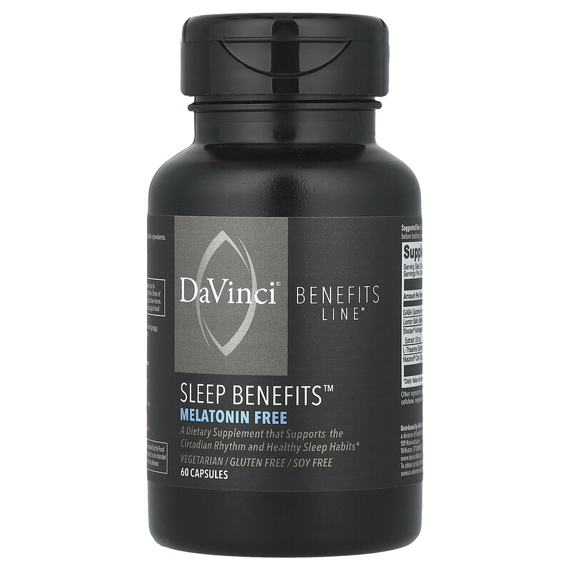 DaVinci Laboratories, Sleep Benefits , без мелатонина, 60 капсул
DaVinci Laboratories, Sleep Benefits , без мелатонина, 60 капсул