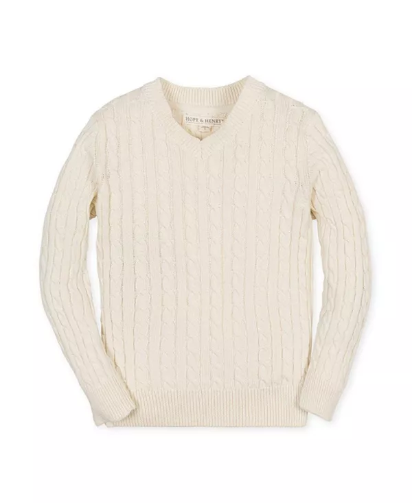 Детский свитер с длинными рукавами, V-образным вырезом и косами из органического хлопка - для малышей и детей постарше. Hope & Henry, белый
Детский свитер с длинными рукавами, V-образным вырезом и косами из органического хлопка - для малышей и детей постарше. Hope & Henry, белый