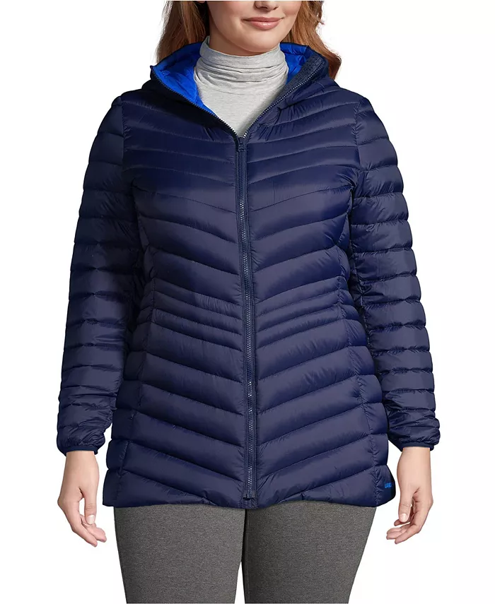 Сверхлегкая длинная складная куртка больших размеров Lands' End, синий
Сверхлегкая длинная складная куртка больших размеров Lands' End, синий