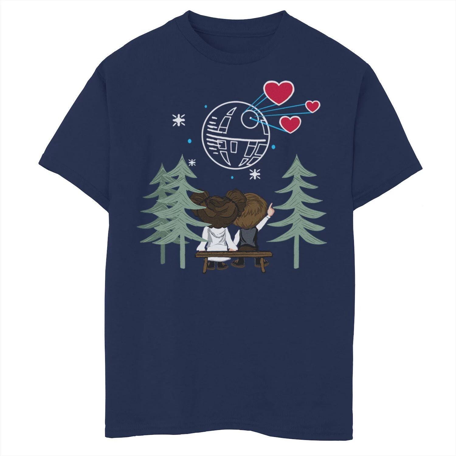 Футболка с рисунком Хана и Леи «Звёздные войны» для мальчиков 8–20 лет, глядя на Звезду Смерти Star Wars 
Футболка с рисунком Хана и Леи «Звёздные войны» для мальчиков 8–20 лет, глядя на Звезду Смерти Star Wars