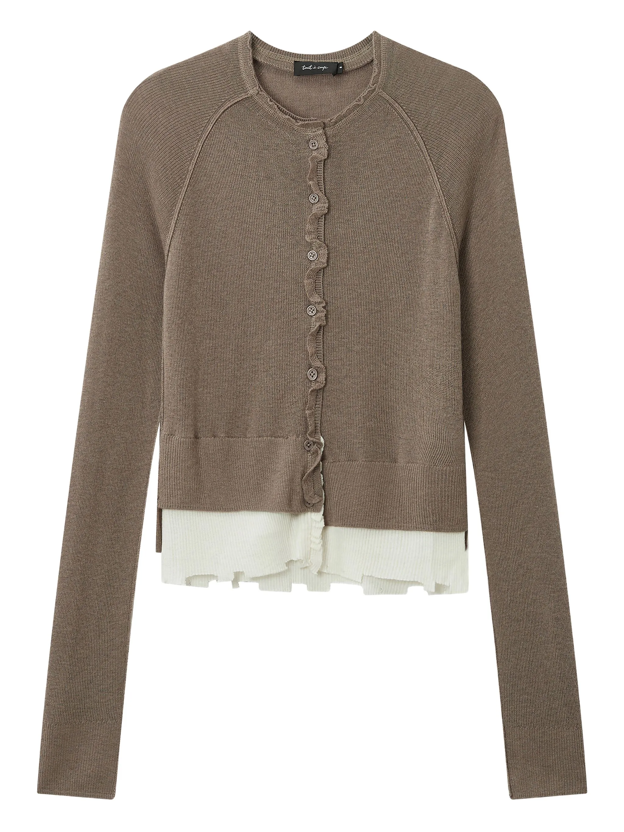 Кардиган с оборками Tout A Coup, коричневый
Кардиган с оборками Tout A Coup, коричневый