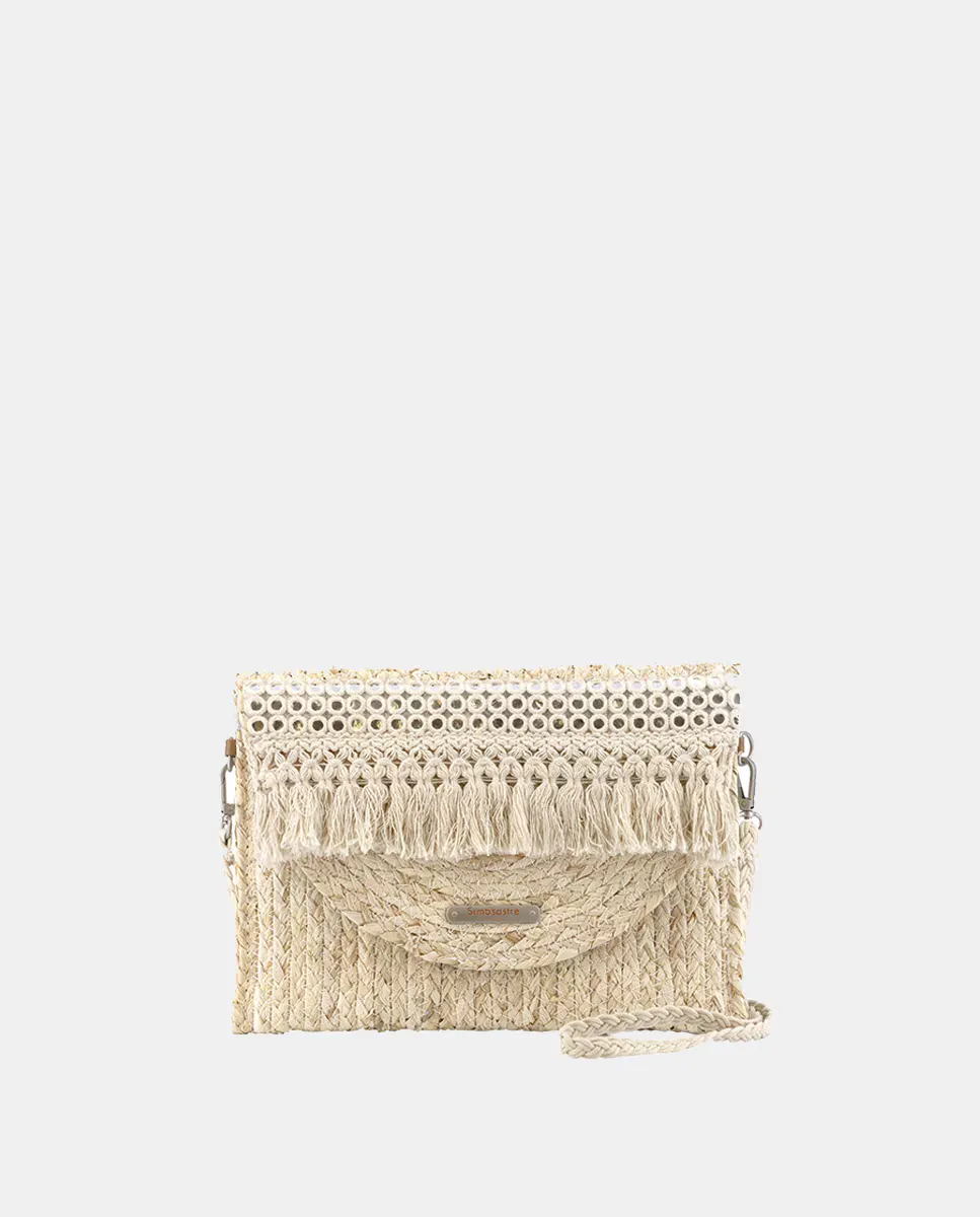 Сумка-конверт из кукурузных листьев с комбинацией бахромы и зеркал Simó Sastre, бежевый
Сумка-конверт из кукурузных листьев с комбинацией бахромы и зеркал Simó Sastre, бежевый