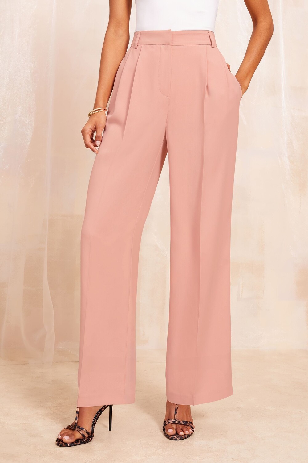 Премиальные широкие элегантные брюки Friends Like These, розовый 
Премиальные широкие элегантные брюки Friends Like These, розовый