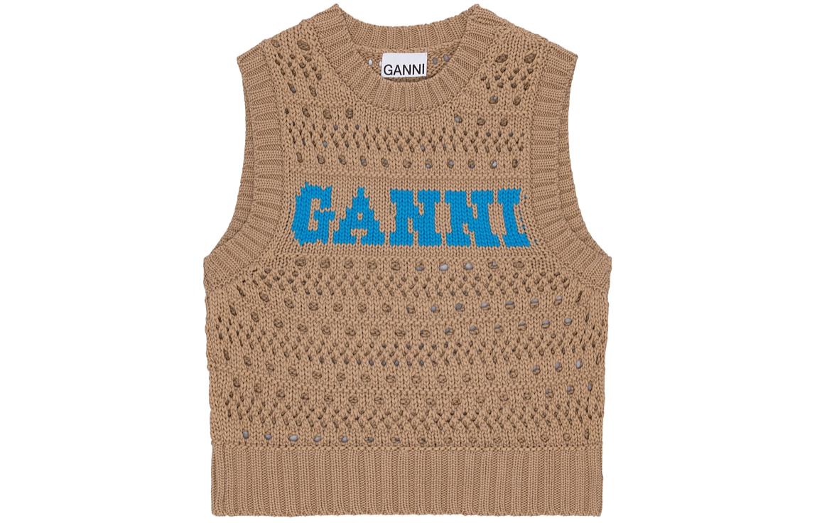 GANNI Топ с вязаным логотипом интарсия, Tiger's Eye Stone Color
GANNI Топ с вязаным логотипом интарсия, Tiger's Eye Stone Color