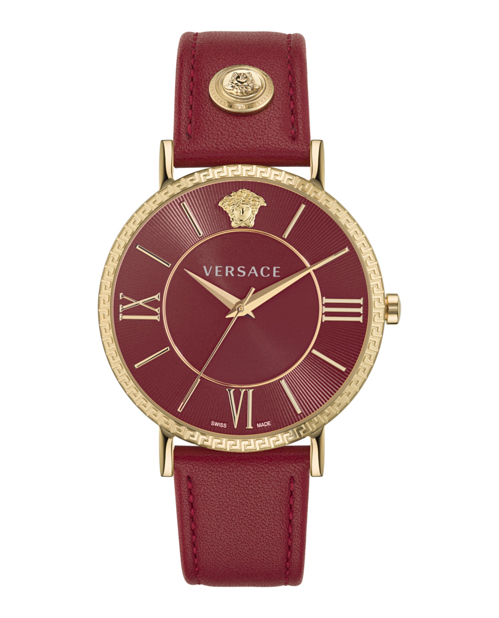Часы из кожи V-Eternal Versace, красный/золотой/красный
Часы из кожи V-Eternal Versace, красный/золотой/красный