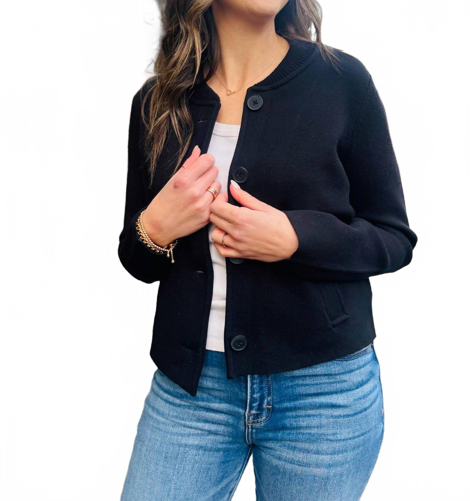 Вязаный бомбер в черном ониксе Nic + Zoe
Вязаный бомбер в черном ониксе Nic + Zoe