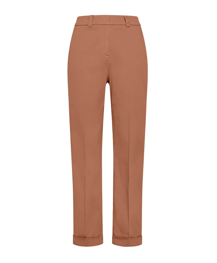 Хлопковые эластичные брюки прямого кроя Peuterey, коричневый
Хлопковые эластичные брюки прямого кроя Peuterey, коричневый