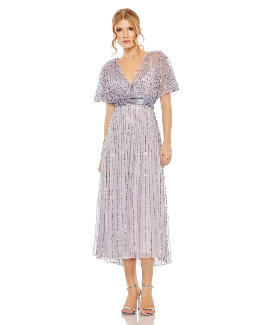 Женское платье А-силуэта с короткими рукавами и вышивкой Mac Duggal, Lavender
Женское платье А-силуэта с короткими рукавами и вышивкой Mac Duggal, Lavender