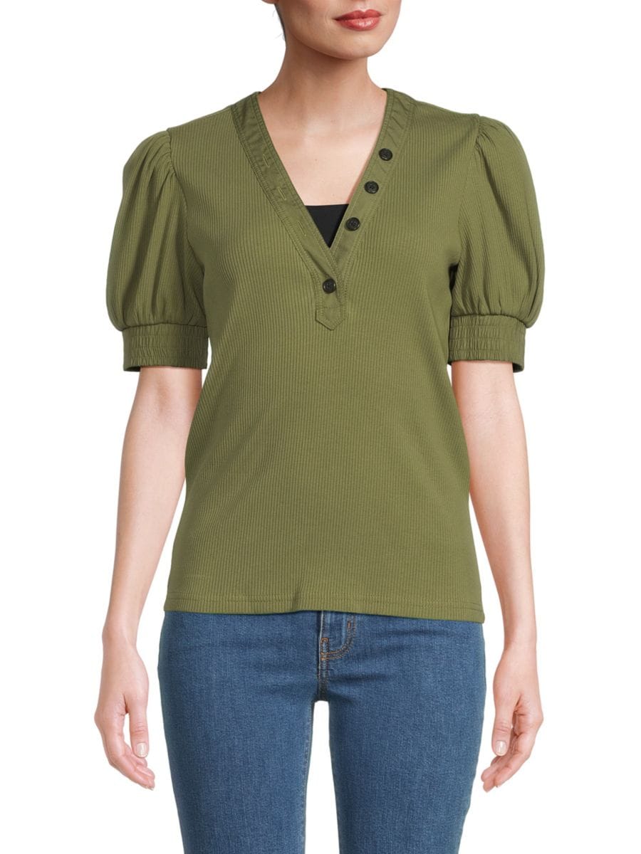 Топ из рубчатой вязки с рукавами-фонариками цвета меланж Derek Lam 10 Crosby, оливковый
Топ из рубчатой вязки с рукавами-фонариками цвета меланж Derek Lam 10 Crosby, оливковый