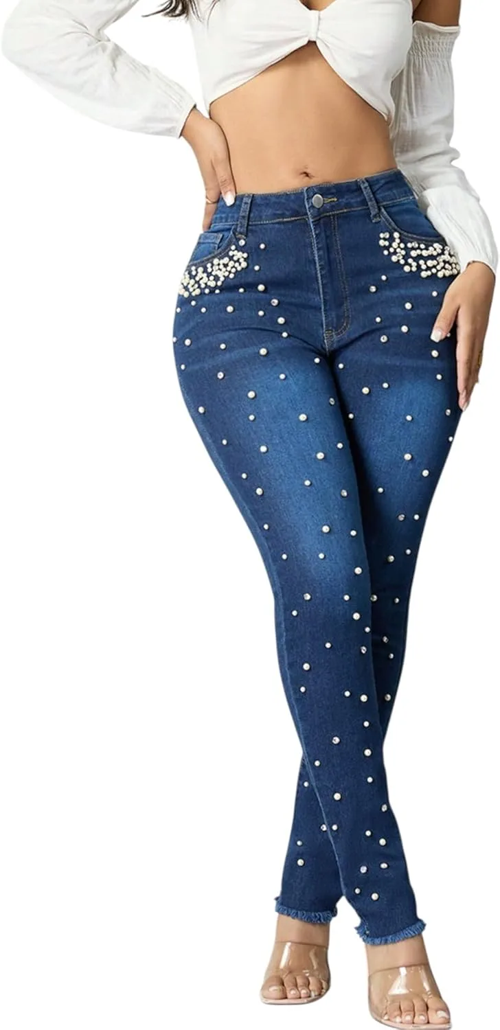 Скинни джинсы для женщин High Waist с пайетками и стразами CFNZER
Скинни джинсы для женщин High Waist с пайетками и стразами CFNZER