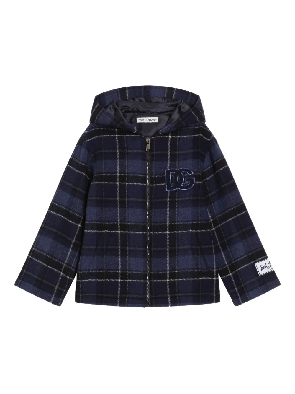 Клетчатая куртка с капюшоном Dolce & Gabbana Kids, синий 
Клетчатая куртка с капюшоном Dolce & Gabbana Kids, синий
