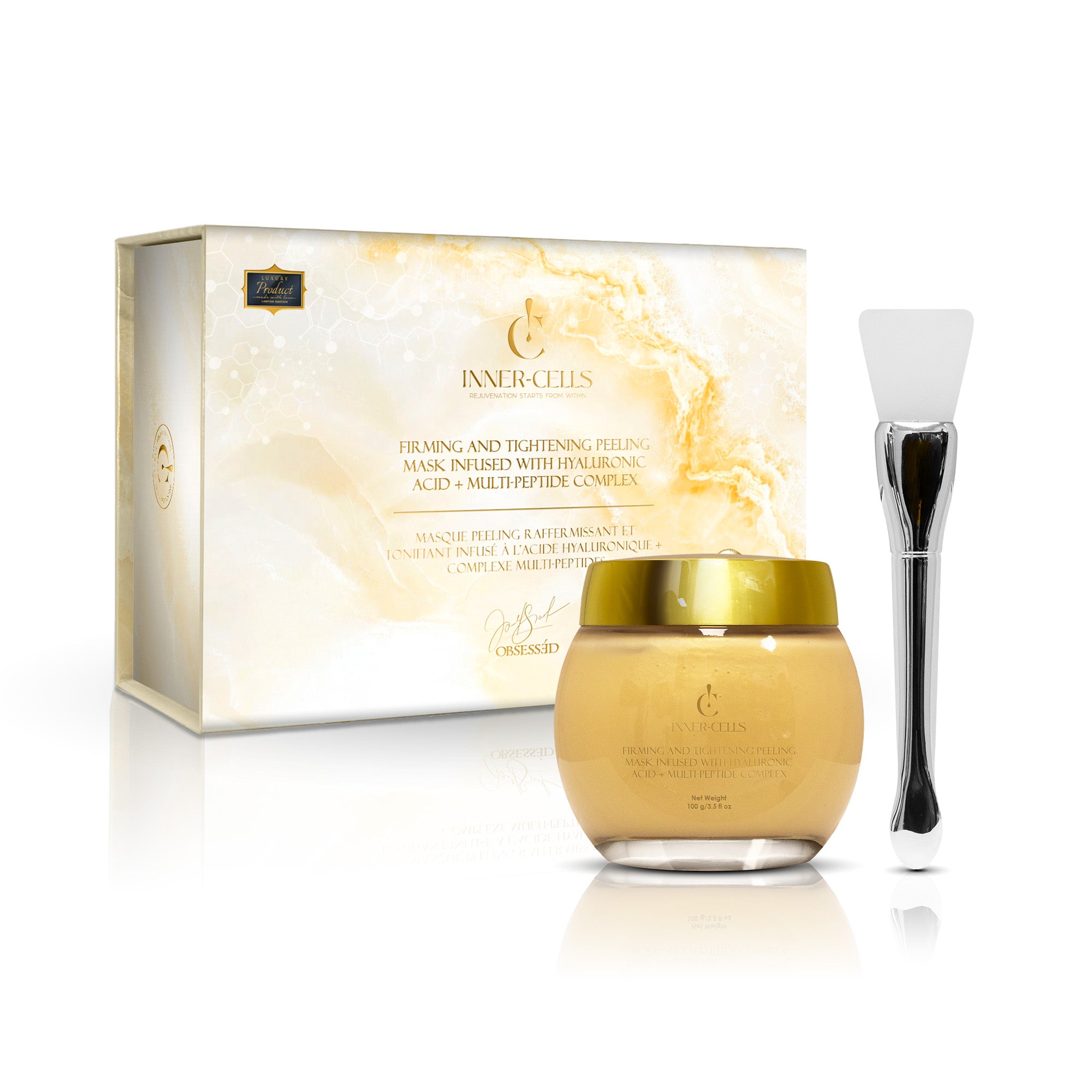 Inner Cells Укрепляющая и подтягивающая отшелушивающая маска с гиалуроновой кислотой и мультипептидным комплексом
Inner Cells Укрепляющая и подтягивающая отшелушивающая маска с гиалуроновой кислотой и мультипептидным комплексом