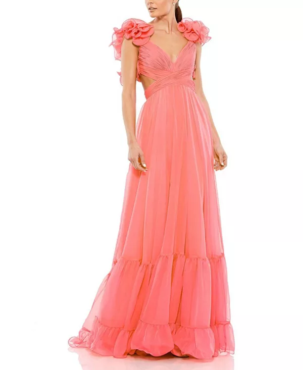 Платье из шифона с ярусными оборками и вырезами Mac Duggal, оранжевый
Платье из шифона с ярусными оборками и вырезами Mac Duggal, оранжевый