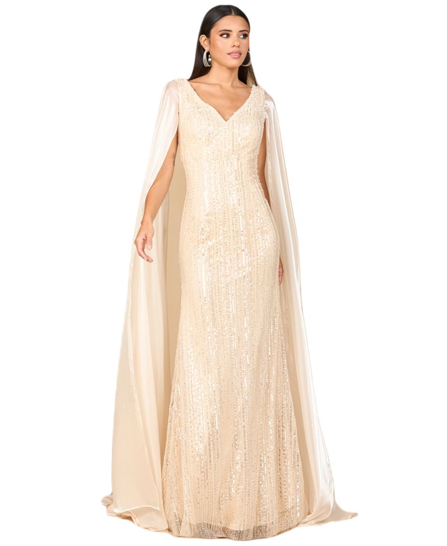 Женское расшитое бисером платье с атласными рукавами-накидкой Lara, Champagne
Женское расшитое бисером платье с атласными рукавами-накидкой Lara, Champagne