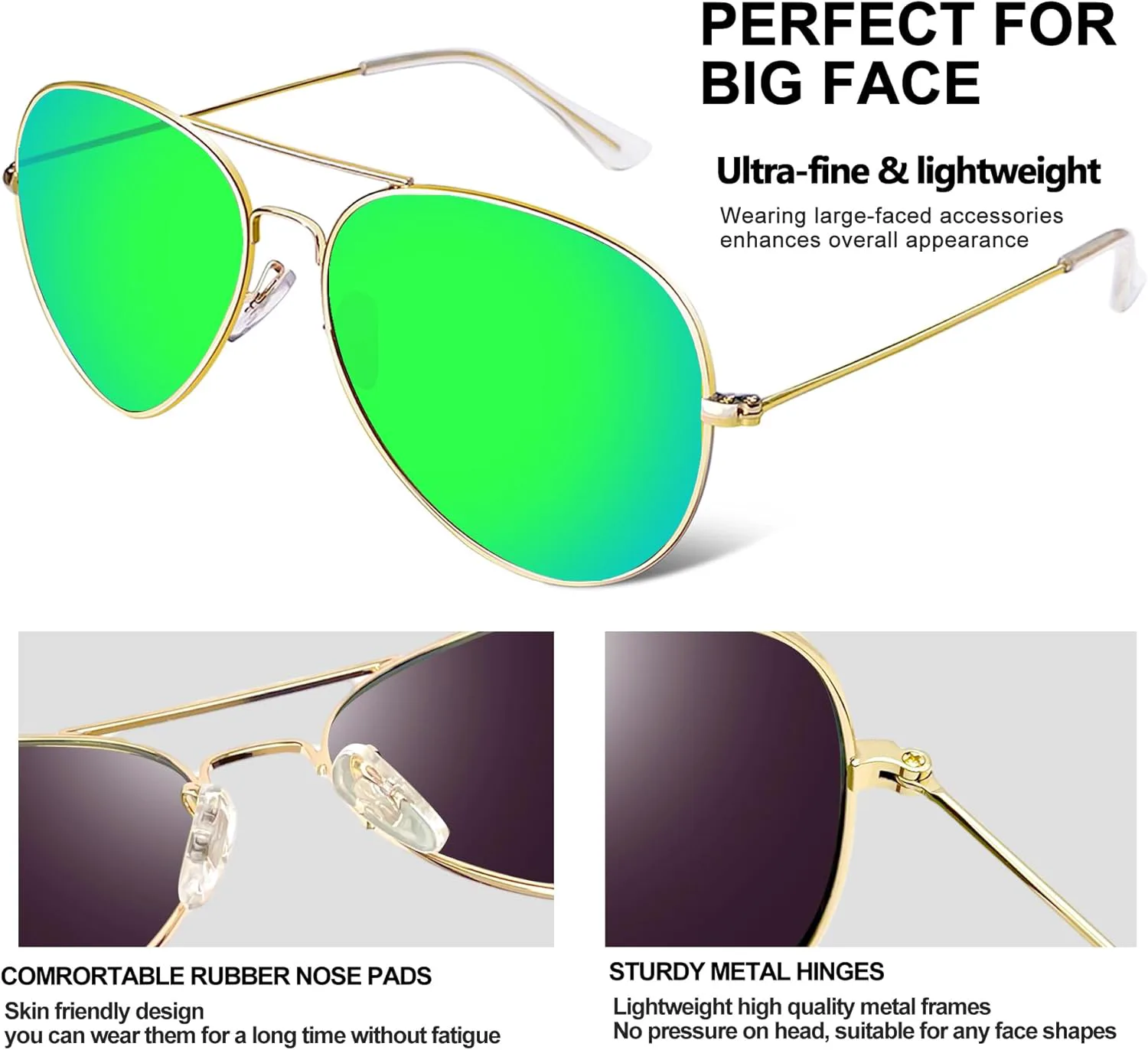 Солнцезащитные очки Joopin Bulk Trendy Aviation с поляризацией и защитой от УФ-излучения, в стиле ретро, стильные солнцезащитные очки, Green + Purple + Silver
Солнцезащитные очки Joopin Bulk Trendy Aviation с поляризацией и защитой от УФ-излучения, в стиле ретро, стильные солнцезащитные очки, Green + Purple + Silver