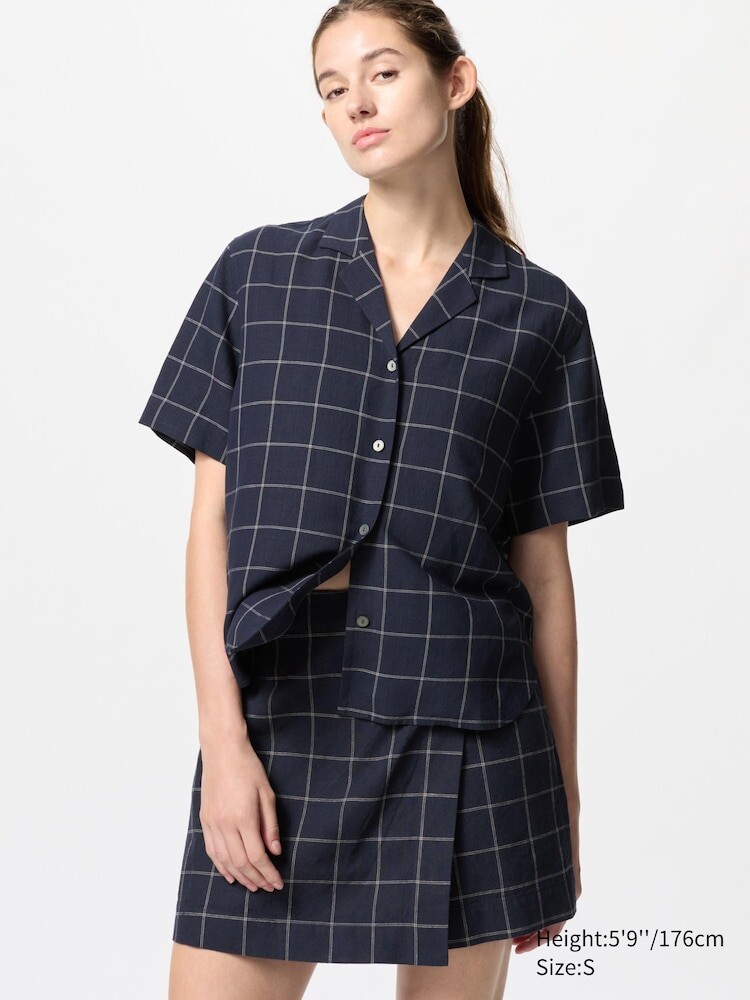 Рубашка с открытым воротником из льняной смеси клетчатая с коротким рукавом Uniqlo, цвет 69 синий
Рубашка с открытым воротником из льняной смеси клетчатая с коротким рукавом Uniqlo, цвет 69 синий