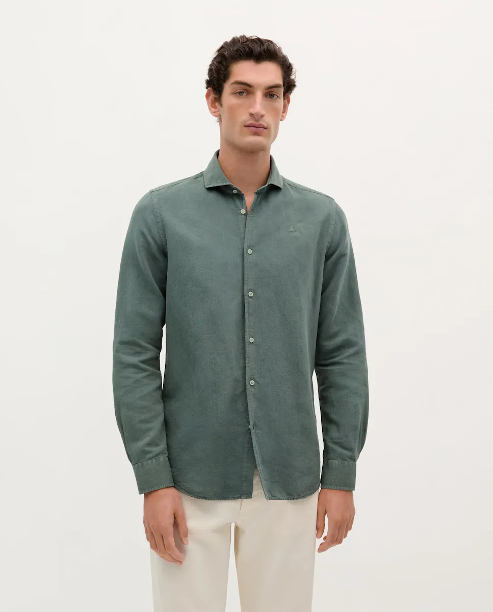 Мужская льняная рубашка прямого кроя Scalpers, темно-зеленый
Мужская льняная рубашка прямого кроя Scalpers, темно-зеленый