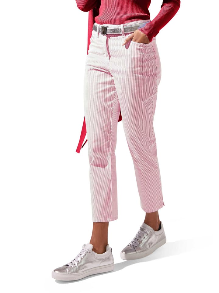 MADELEINE Джинсы в тонкую полоску бело-гранатового цвета
MADELEINE Джинсы в тонкую полоску бело-гранатового цвета