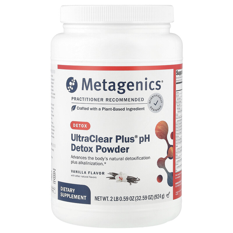 Metagenics, UltraClear Plus pH, порошок для выведения токсинов, со вкусом ванили, 924 г (2 фунта 0,59 унции)
Metagenics, UltraClear Plus pH, порошок для выведения токсинов, со вкусом ванили, 924 г (2 фунта 0,59 унции)