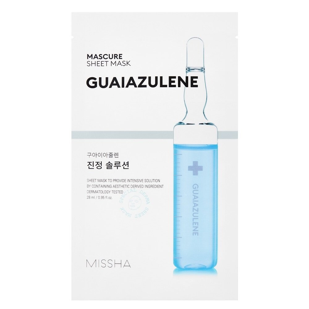 Missha, Mascure Guaiazulene, Успокаивающая и регенерирующая тканевая маска, 28 мл
Missha, Mascure Guaiazulene, Успокаивающая и регенерирующая тканевая маска, 28 мл