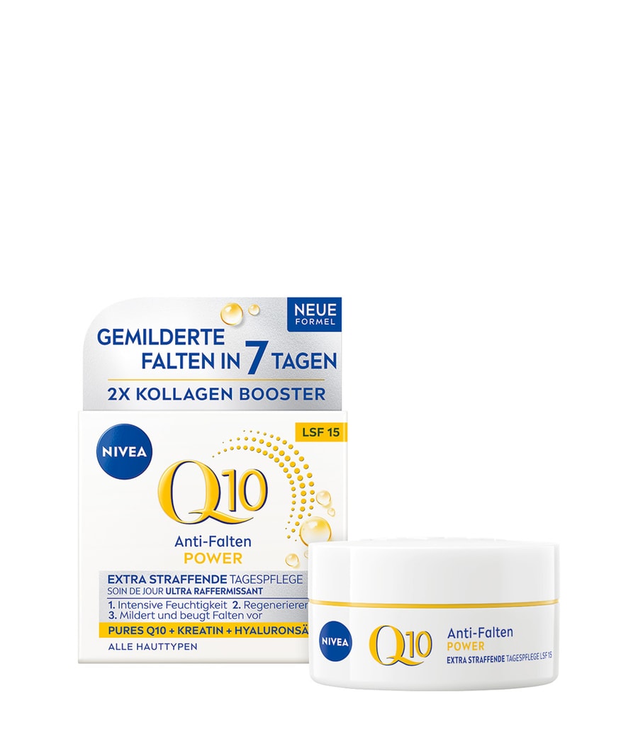 Дневной крем NIVEA Q10 Anti-Falten Power Tagespflege LSF 15, 50 ml 
Дневной крем NIVEA Q10 Anti-Falten Power Tagespflege LSF 15, 50 ml
