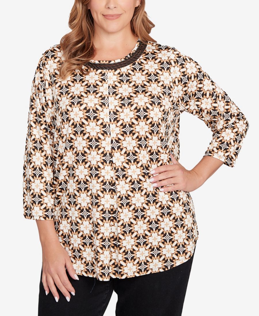 Топ больших размеров с текстурированной сетчатой тканью и геометрическим объемным принтом Ruby Rd, Tan Multi
Топ больших размеров с текстурированной сетчатой тканью и геометрическим объемным принтом Ruby Rd, Tan Multi