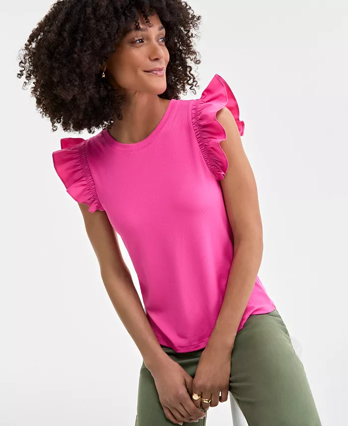 Женский трикотажный топ с оборками на рукавах On 34th, розовый
Женский трикотажный топ с оборками на рукавах On 34th, розовый