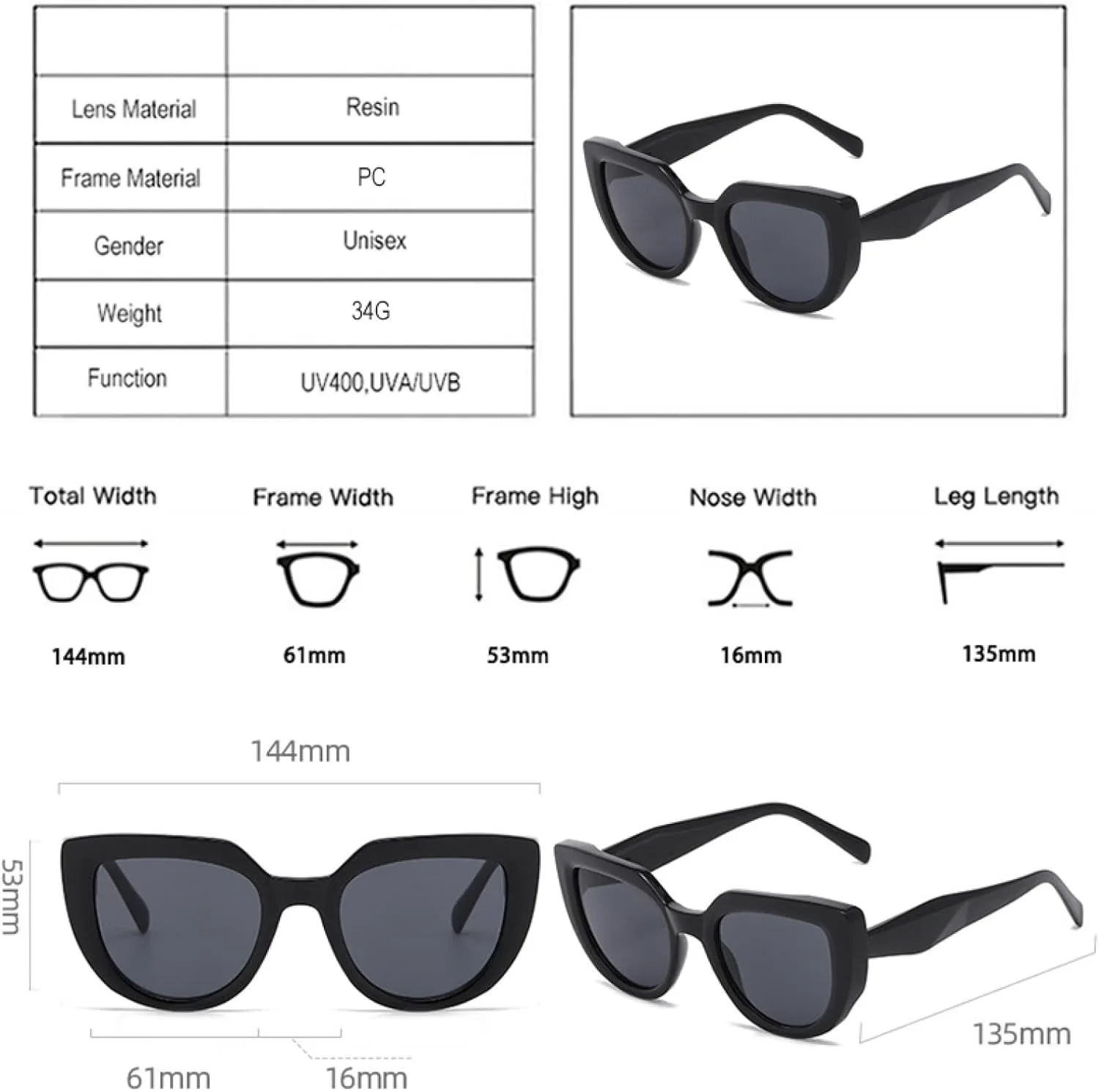 Модные двухцветные солнцезащитные очки «кошачий глаз» для женщин, роскошные ретро-очки с градиентом и защитой от УФ-излучения UV400 для мужчин TVTBBVV, Black Grey
Модные двухцветные солнцезащитные очки «кошачий глаз» для женщин, роскошные ретро-очки с градиентом и защитой от УФ-излучения UV400 для мужчин TVTBBVV, Black Grey