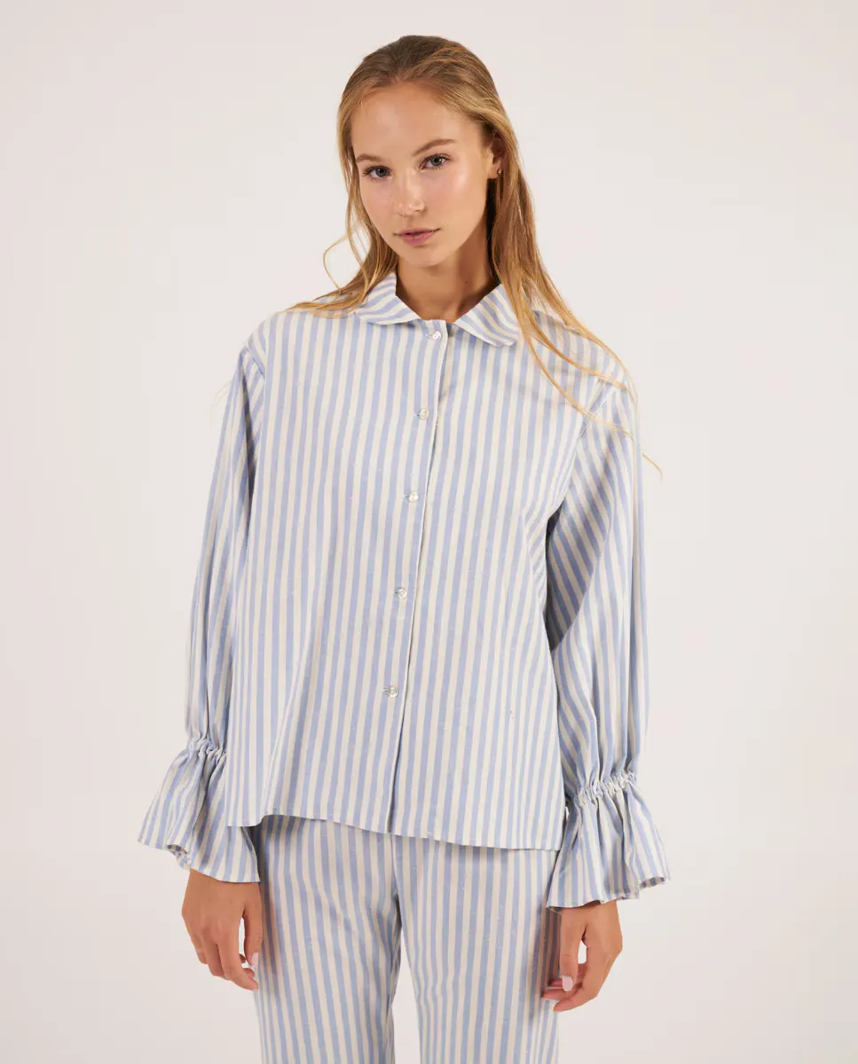 Женская пижамная майка на пуговицах с полосатым принтом Bohodot, синий
Женская пижамная майка на пуговицах с полосатым принтом Bohodot, синий