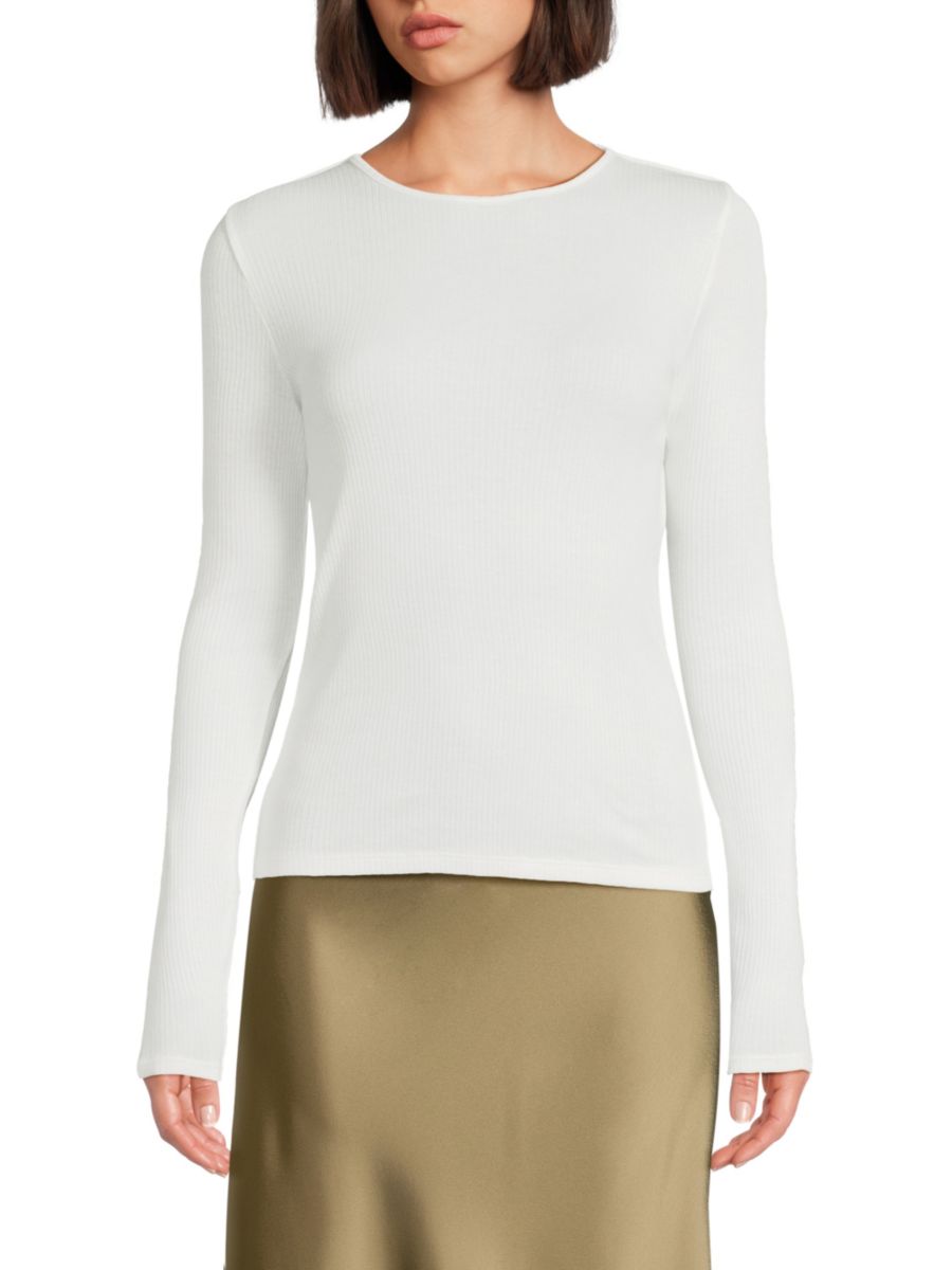 Топ из хлопка пима в рубчик Vince, белый
Топ из хлопка пима в рубчик Vince, белый